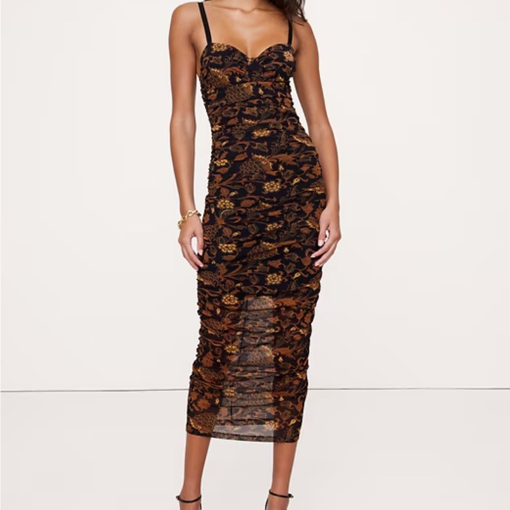Banana Republic Black and Gold Midi Dress